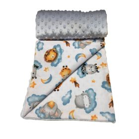 Babatakaró kék felhő minky 75 x 100