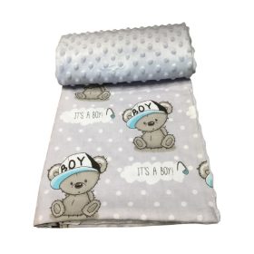 Babatakaró macis kék minky 75 x 100
